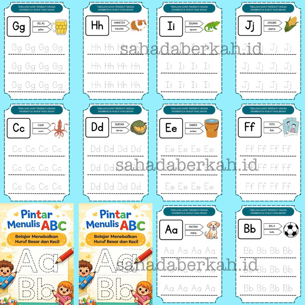 Jual Lembar Kerja Anak Pintar Menulis ABC A-Z | Worksheet Tebalkan ...