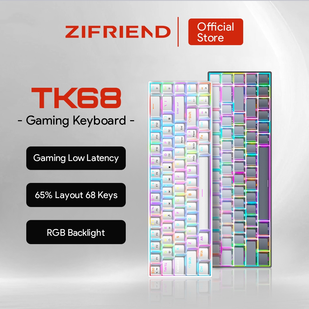 Jual ZIFRIEND TK68 RGB Backlit Mechanical Keyboard Hotswap Wired Blue ...