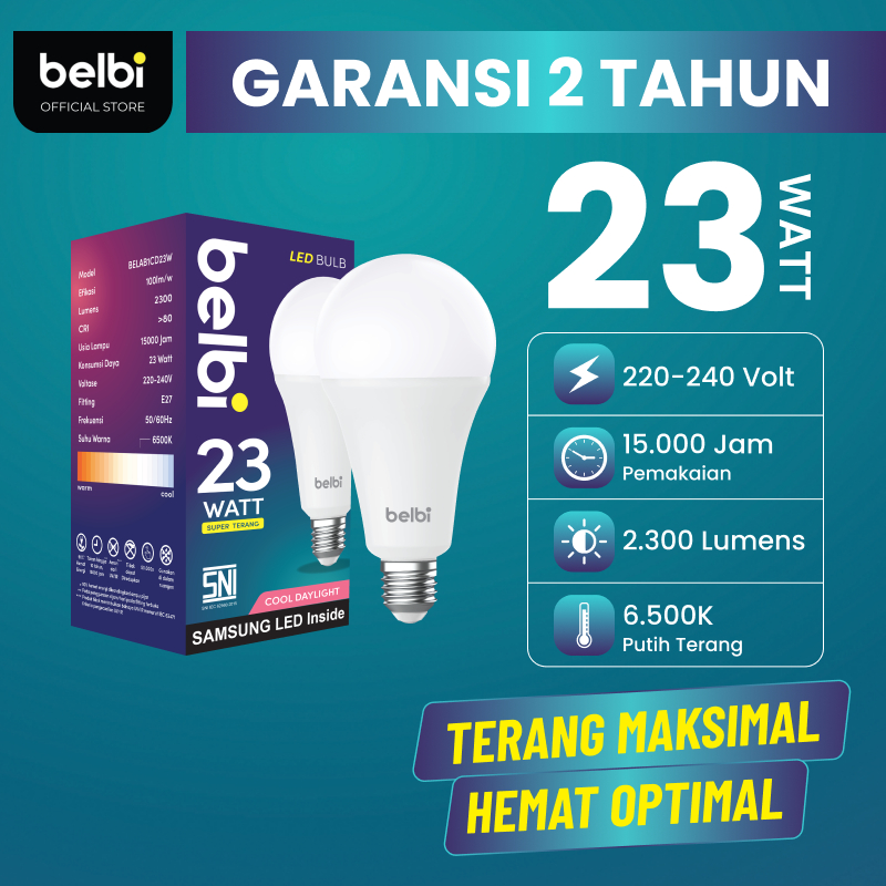Jual Belbi Bohlam Lampu LED A80 Putih 23 Watt Garansi 2 Tahun Cahaya ...