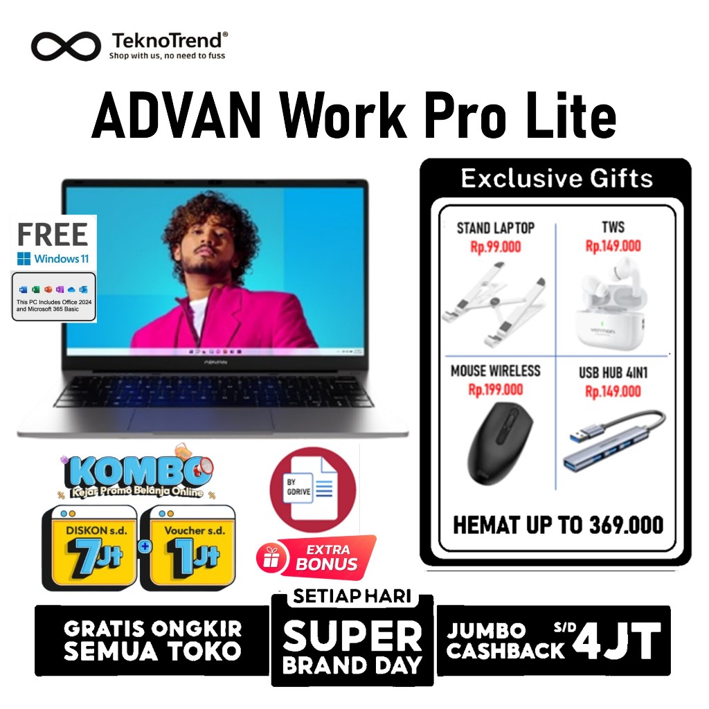 Jual Advan Laptop WorkPro Lite Intel core i5 1235U RAM 8GB 256GB SSD 14 ...