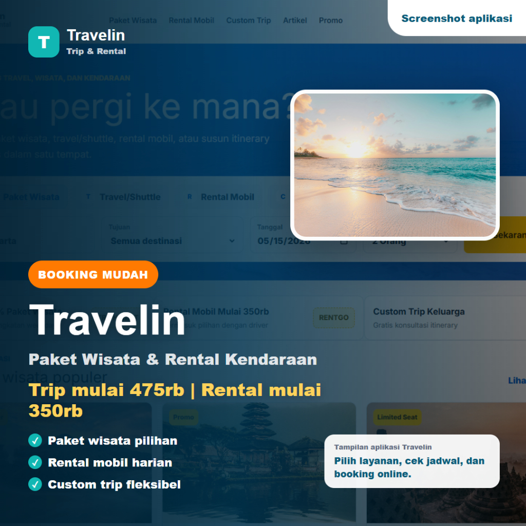 iD TECH  Aplikasi Booking Travel dan Perjalanan WIsata Custom Trip, Travel Antar Kota & Rental Kendaraan