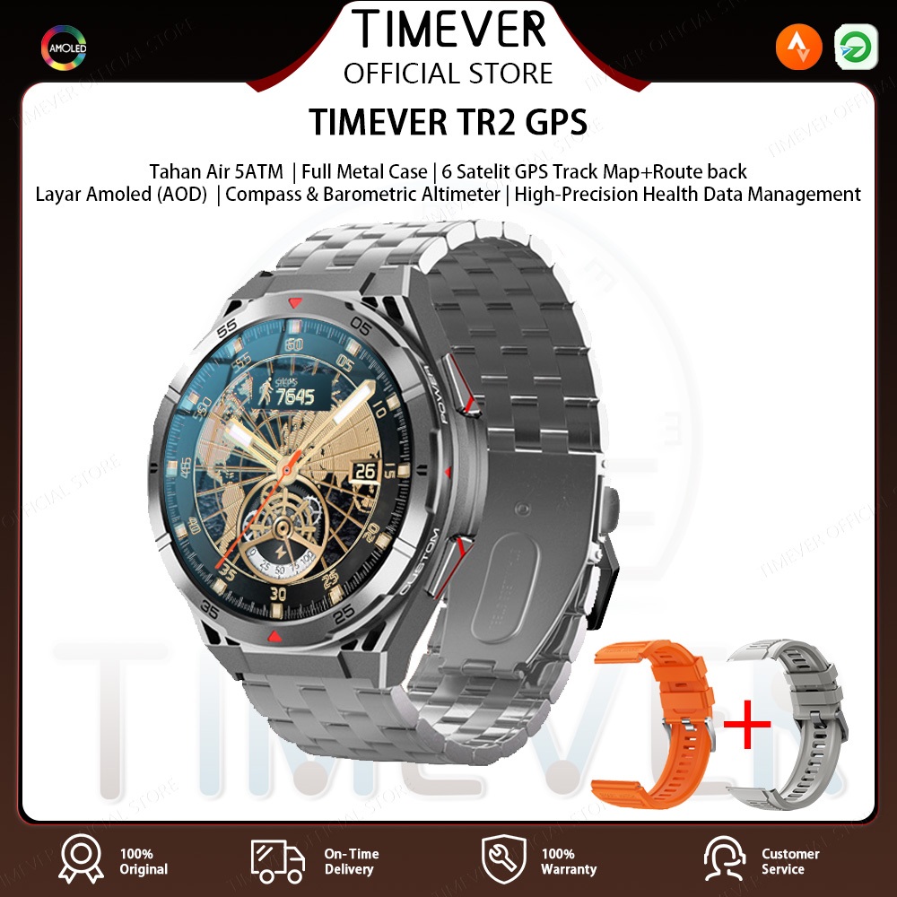 Jual TIMEVER TR2 5ATM GPS Track Map Route Back AOD jam tangan pintar ...