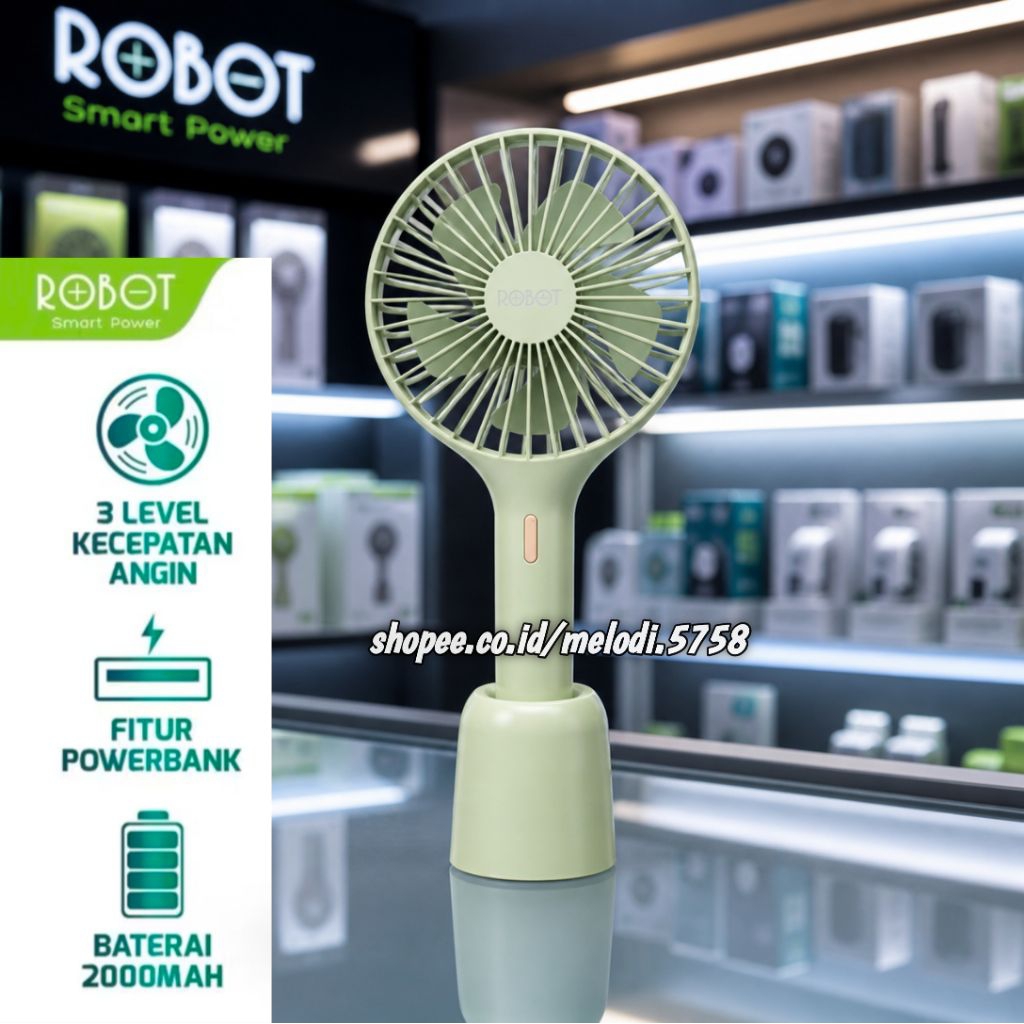 KIPAS Robot RT-BF17 Kipas Angin Power Bank 2000mAhPortabel Mini Fan