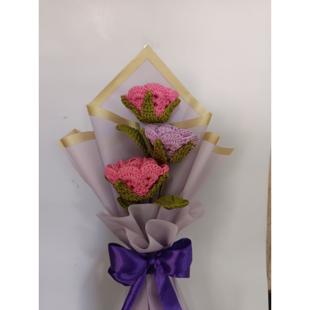 Jual Mini buket bunga rajut buket mawar rajut | Shopee Indonesia