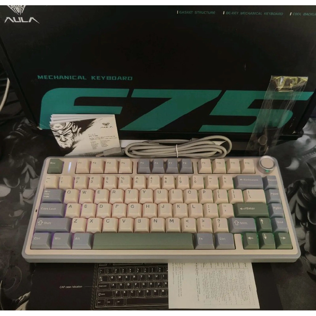 Jual AULA F75 Gasket Mechanical Keyboard 3 Mode connection RGB-Spruce ...