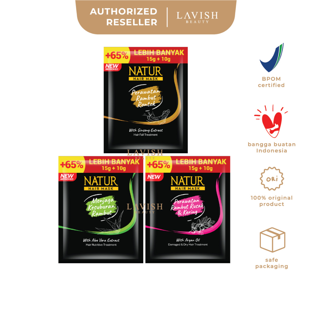Jual NATUR Hair Mask (1 sachet) - Masker untuk perawatan rambut rontok ...