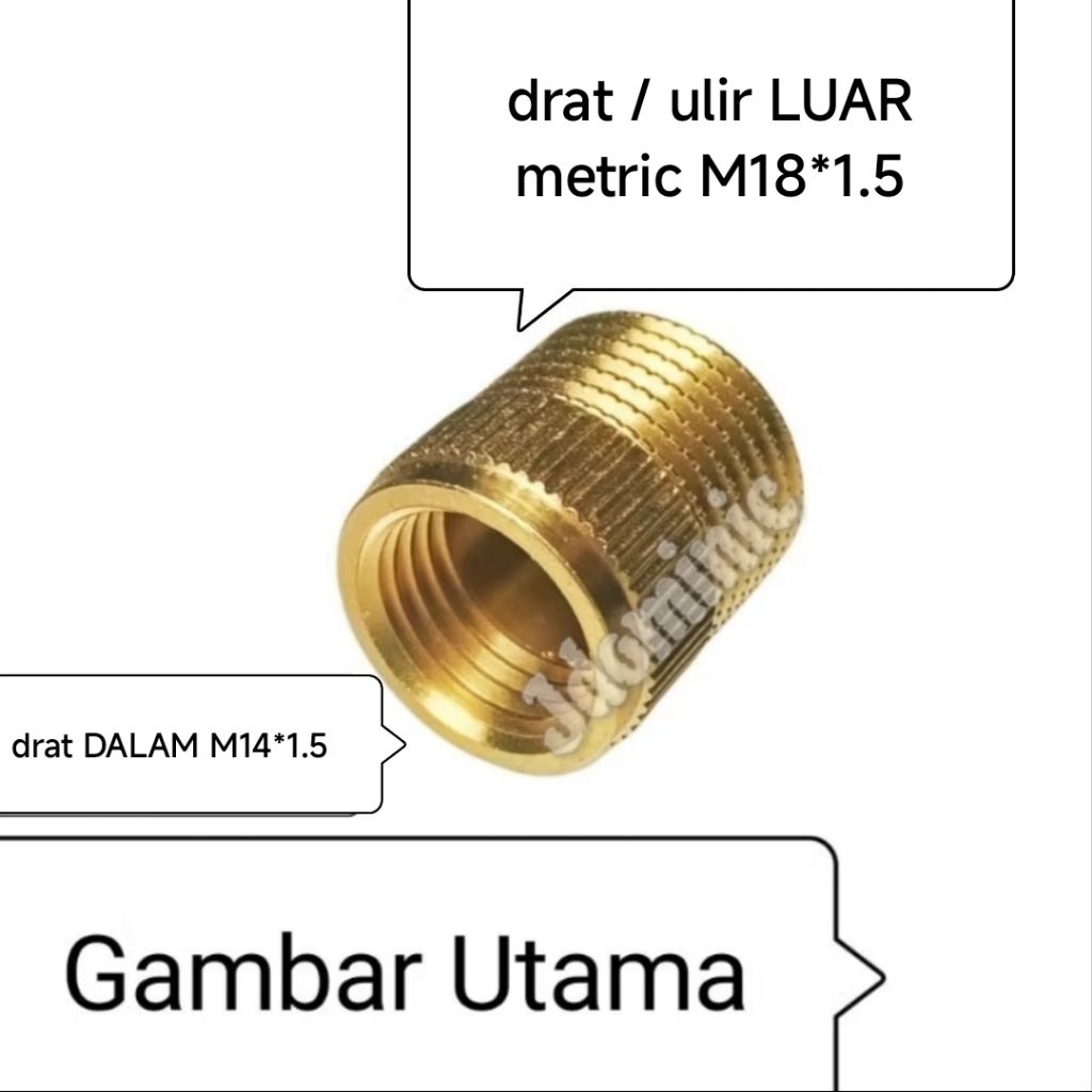 Jual konverter drat luar M18*1.5 - drat dalam M14*1.5 ISO metric thread ...