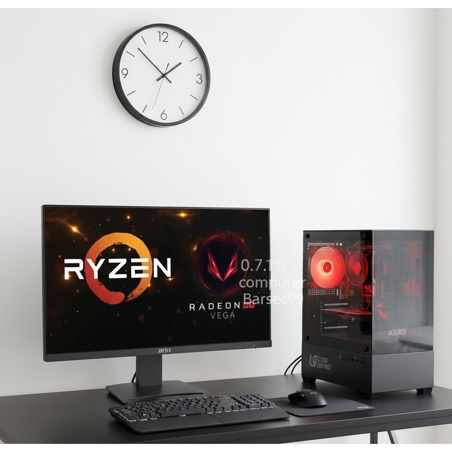 PC GAMING FULLSET RYZEN 5 - RAM 16GB - VGA RX 580 8GB - MONITOR 24 INC