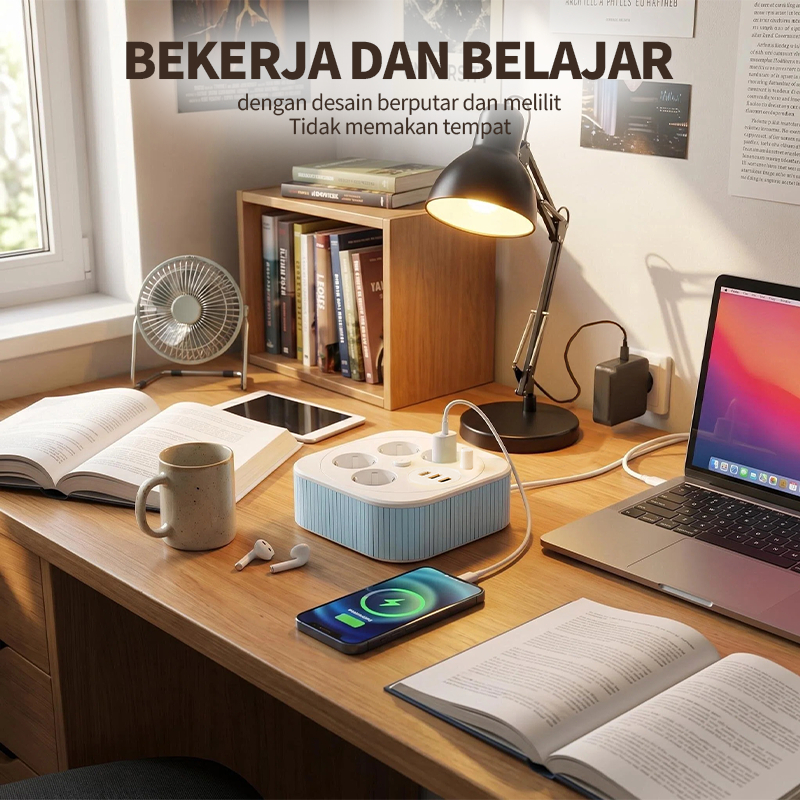 Jual YINPAGE Kabel Roll 4 Lubang Box 4 Colokan + 2 USB + 1 Type-C ...