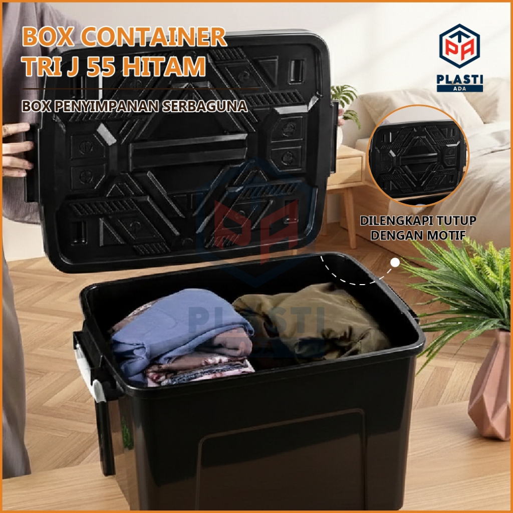 Jual TRI J BOX CONTAINER 55 HITAM + RODA - Kontainer Box Plastik / Box ...