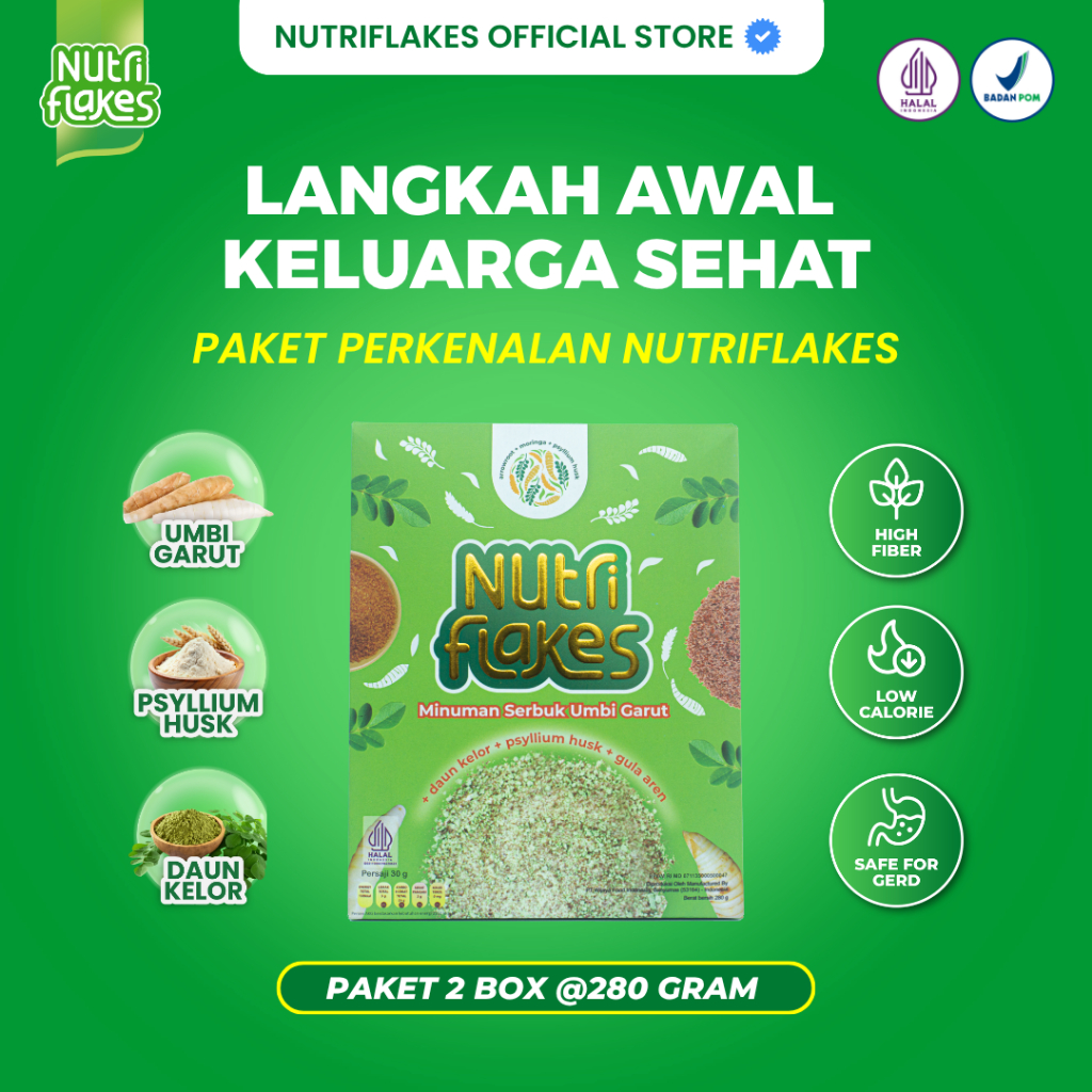 Nutriflakes Asam Lambung Sereal Umbi Garut Original 2 Box