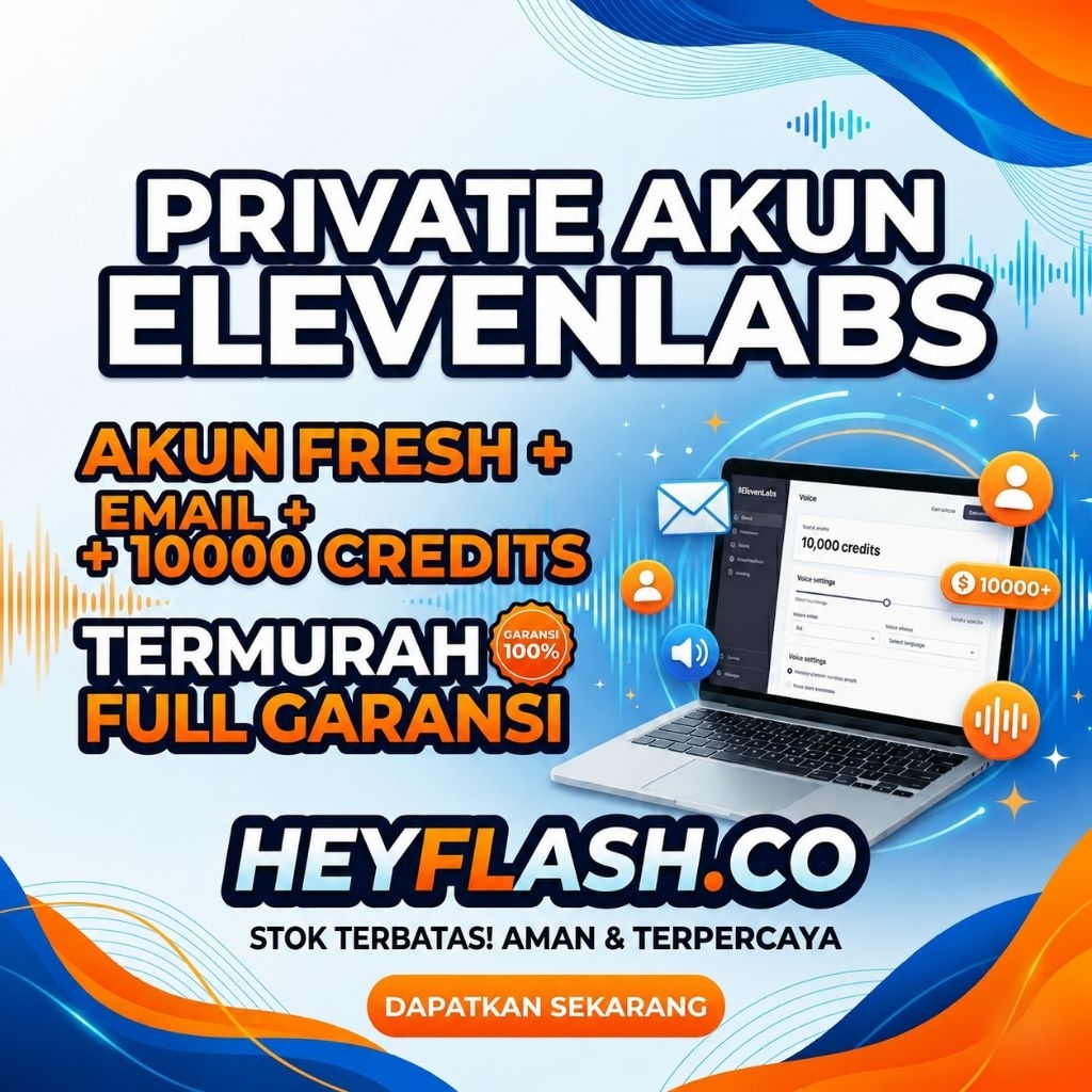 TERMURAH ElevenLabs Voice Ai  FRESH+EMAIL+ 10000 credits FULL GARANSI