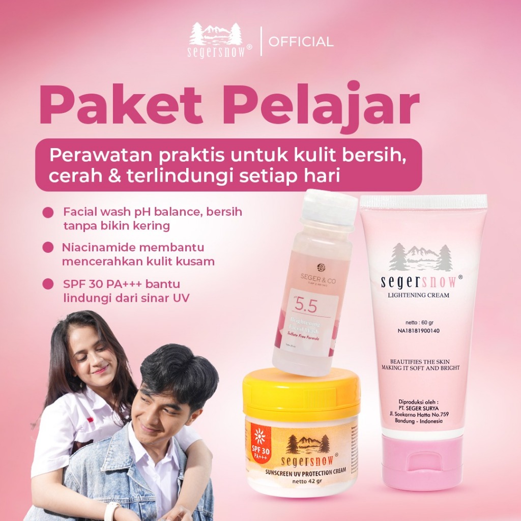 Jual Seger Snow Paket Pelajar Bundling Travel Kit | Facial Wash 25ml ...