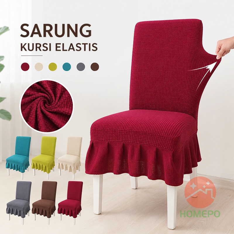 Jual Elastic Sarung Kursi Makan Bangku Penutup Cover Kursi Chair Cover ...