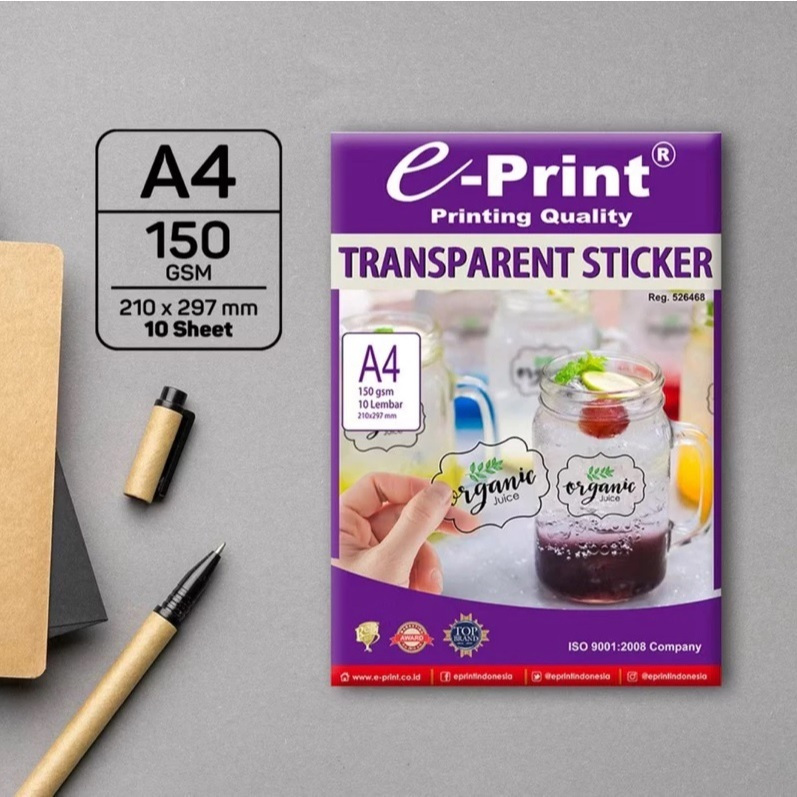 Jual KERTAS STICKER E-PRINT TRANSPARANT A4 150 GSM | Shopee Indonesia