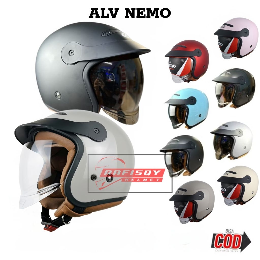 Jual Helm ALV NEMO original terbaru | half face helmet retro style pria ...