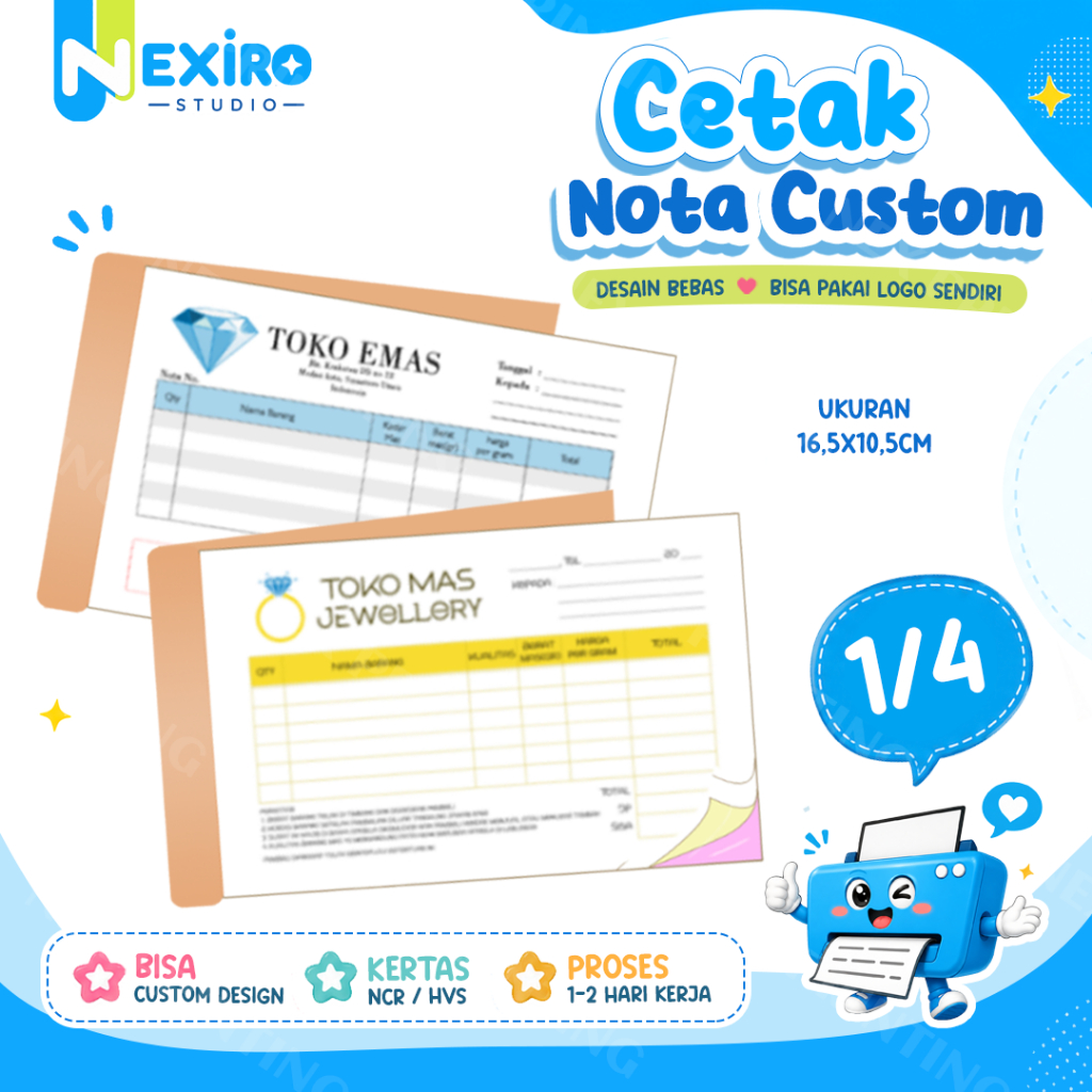Jual 1/4 Cetak Nota Custom Ukuran 1/4 Folio Bon Faktur Online Ofline ...