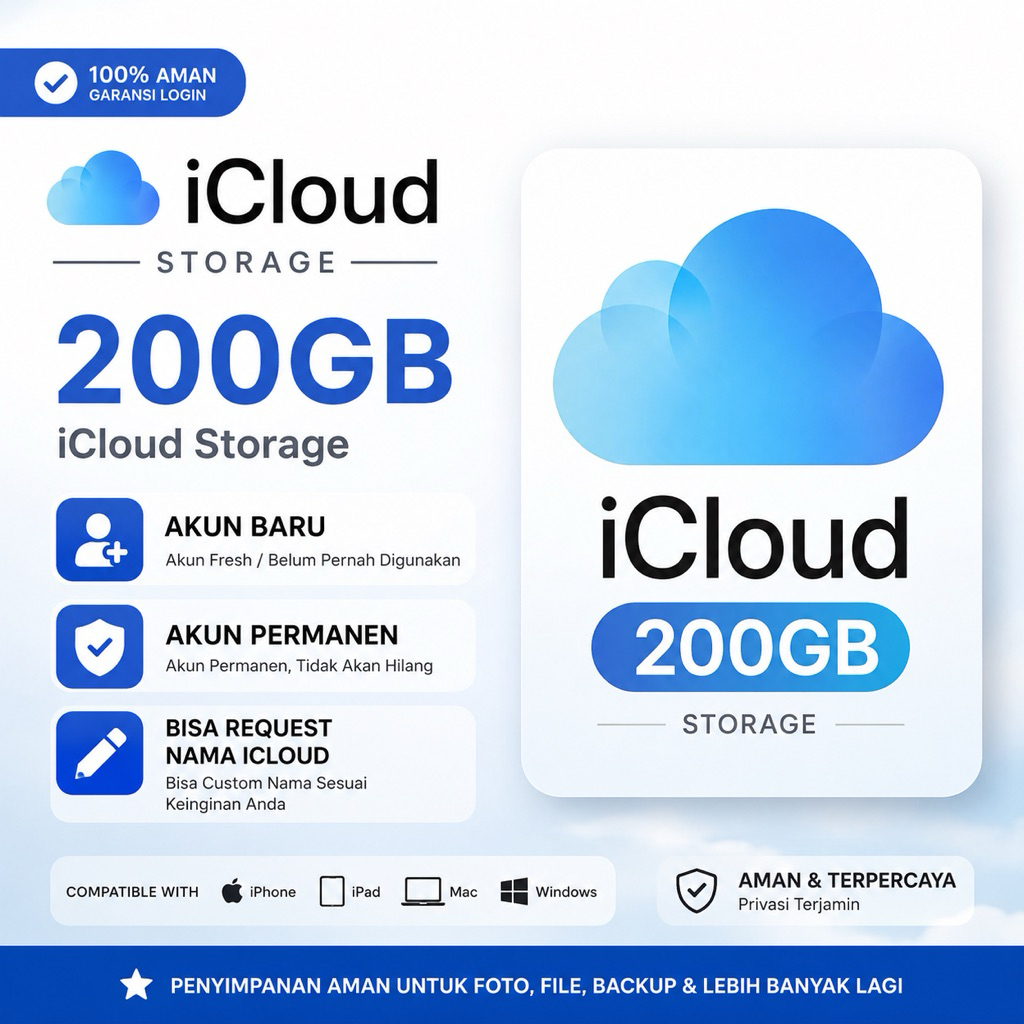 Jual [READY] Icloud 200GB akun baru privat resmi bergaransi | Shopee ...