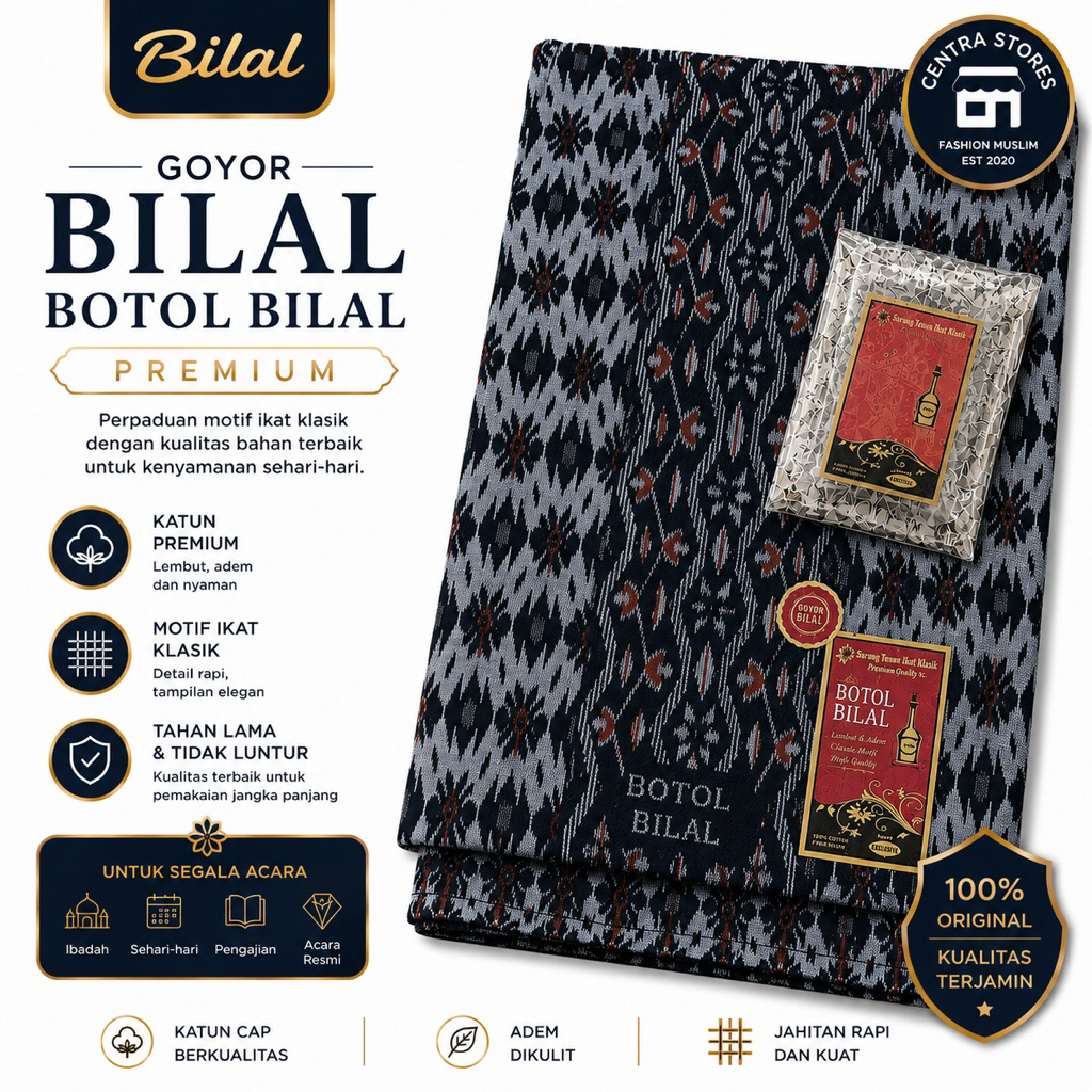 Sarung Goyor Jumbo ATBM Tenun Botol Bilal Motif Botolan Bahan Jaminan Halus