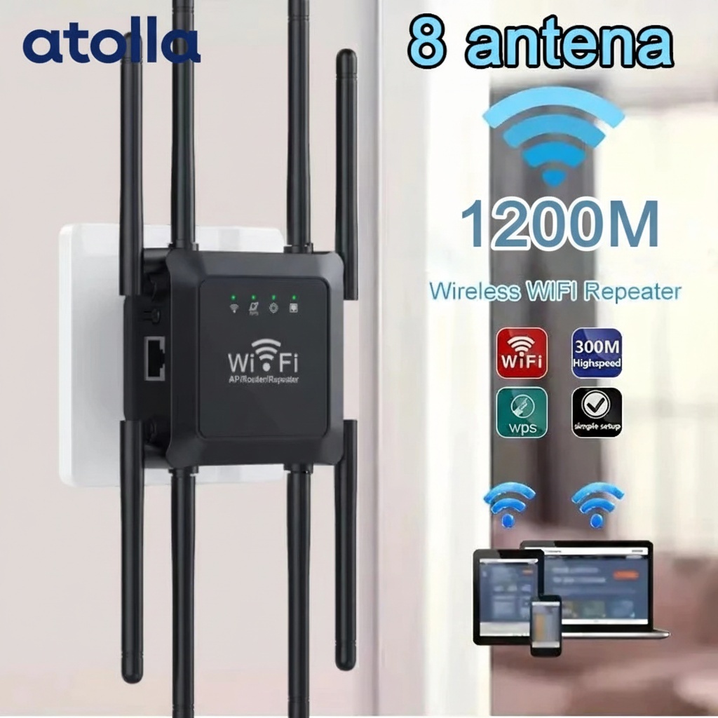 Jual WiFi Repeater 1200Mbps 2.4G Penguat Sinyal Internet Tinggi 8 ...