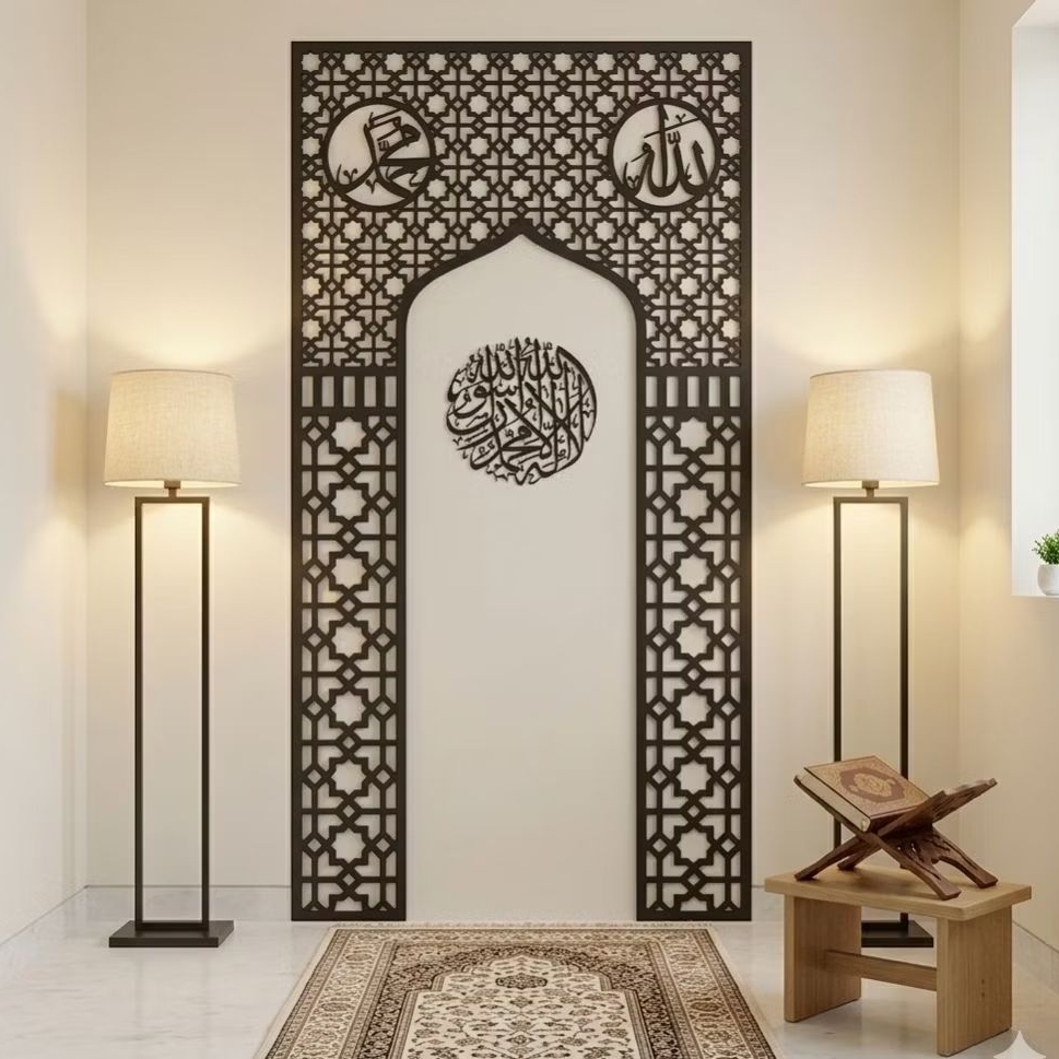 Bestcraft - Mihrab Mushola Rumah Minimalis Aesthetic Ukuran 100x200cm Finishing halus free packing kayu pengiriman