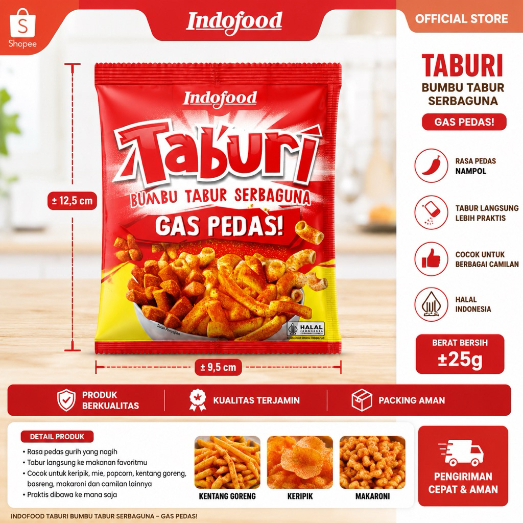 Jual Bumbu Tabur Indofood Taburi —Perkarton Isi 25gx 48 Pcs | Shopee ...