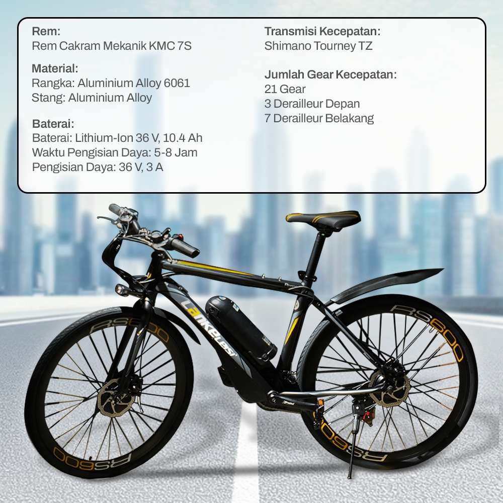 Jual Lankeleisi Sepeda Listrik Gunung MTB 36V 10.4Ah - RS600 - Black ...