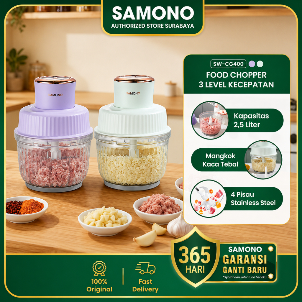 Jual SAMONO Chopper 2,5L Kaca 3 Speed 350 Watt 4 Pisau SW-CG400 ...