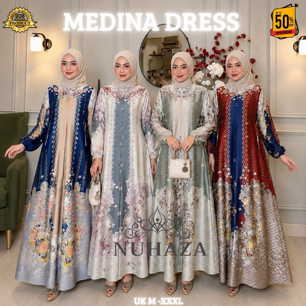 GAMIS MEWAH JUMBO Bahan ARMANY SILK Premium LD 130CM Motif Bunga Bahan Lembut Adem