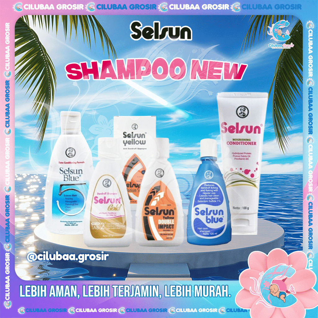 SELSUN Shampoo Conditioner Series - Shampoo Anti Ketombe Blue 5 Five Yellow Double Gold 7 Seven Herbal Flowers