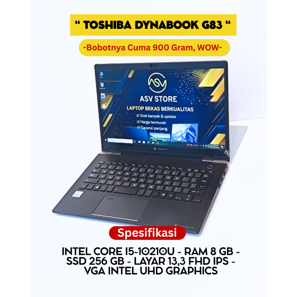 Jual TOSHIBA DYNABOOK G83 CORE I5 10210U RAM 8GB SSD 256GB 13 INCH