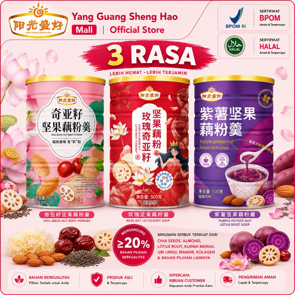 Jual YANG GUANG Lotus Powder Mix 3 Rasa Best Seller-Bubuk Akar Bunga ...