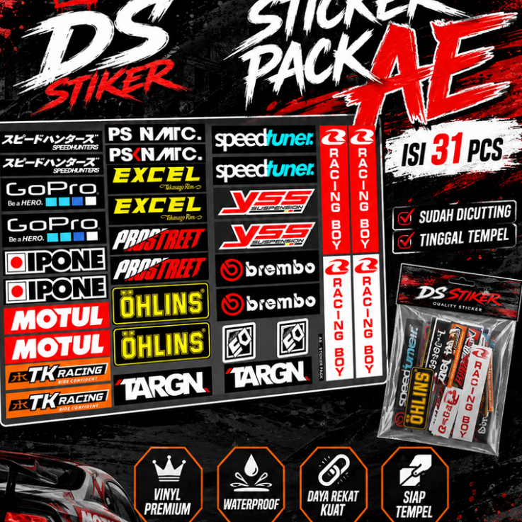 Jual AE Sticker Pack – Stiker Sponsor Balap Racing | Hologram & Vinyl ...