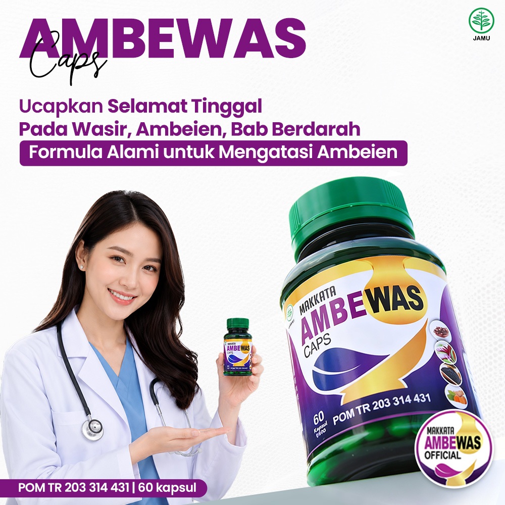 Kapsul Ambewas Membantu Melancarkan BAB & Meringankan Gejala Ambeien Wasir Makkata Ambewas Caps BPOM