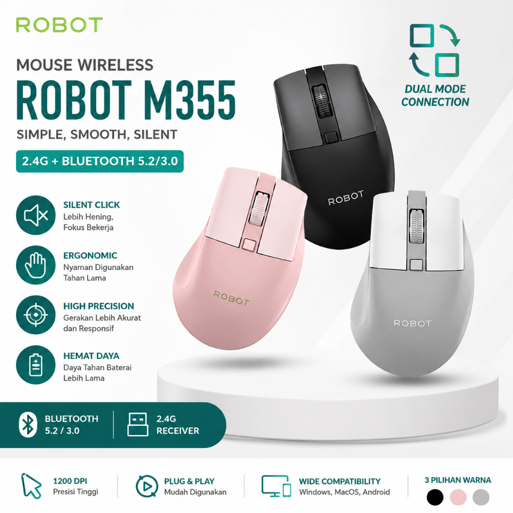 Jual ROBOT Mouse Wireless Mouse Bluetooth Tanpa Kabel Untuk Laptop ...