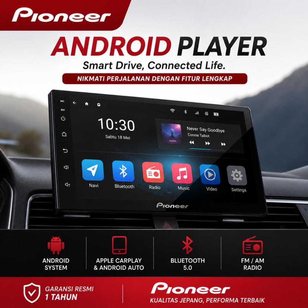 [PROMO DISKON] Pioneer Head Unit Android 9 10 Inch Mobil | 8+128GB | CarPlay Android Auto | DSP Audio | GPS Navigasi | Bluetooth WiFi | Touchscreen | Kamera Mundur | Multimedia Player Universal