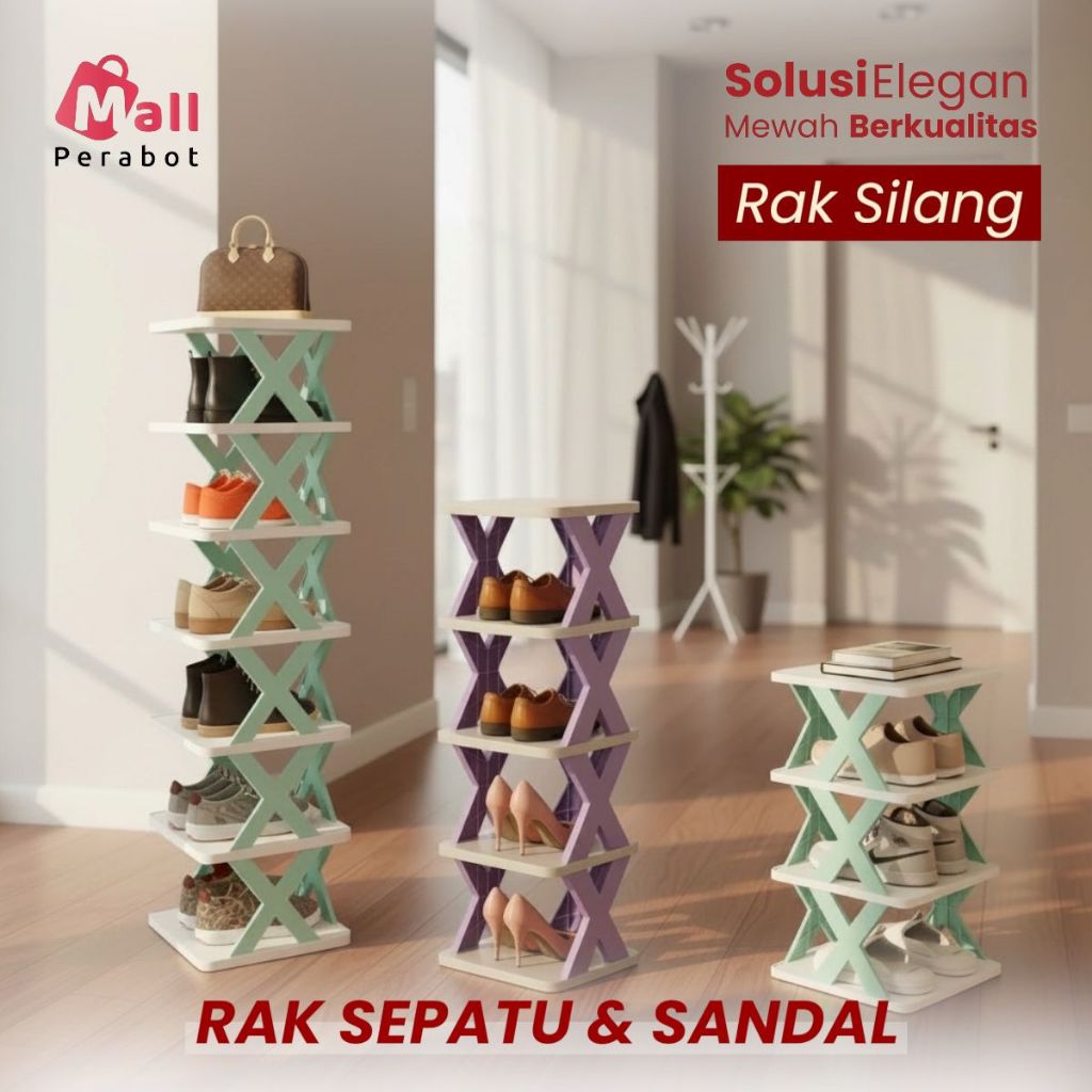 Mall Perabot | Rak Sepatu Susun Minimalis Anti Gantung Tempat Penyimpanan Sandal