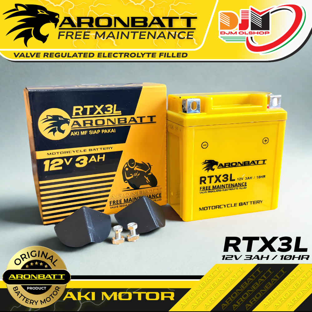 Aki Kering Motor RX KING NINJA R NINJA SS SATRIA 2TAK  12V 3Ah ARONBATT ( RTX3L )  ( YB3L-B / MTX3L / GM3-3B )