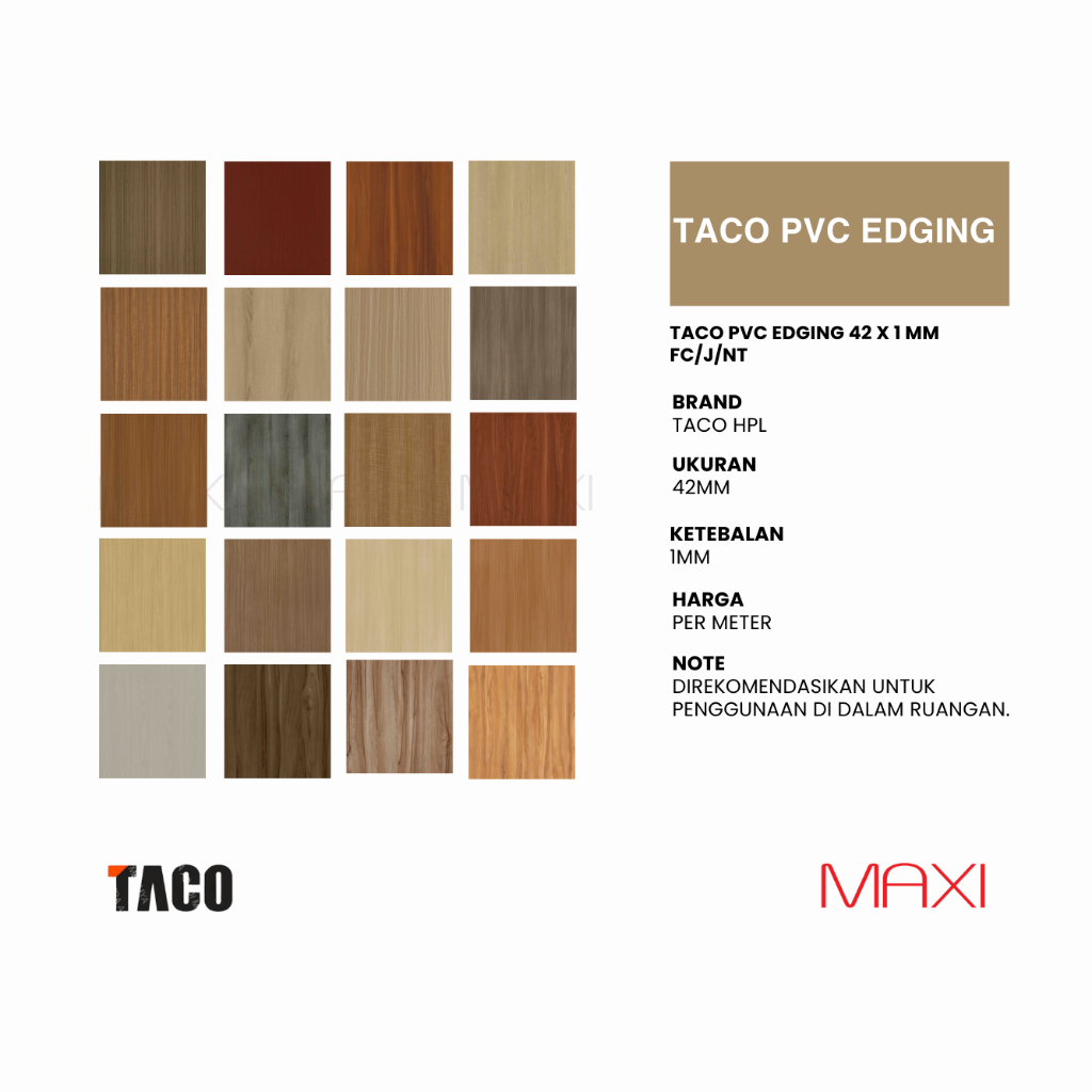 Jual TACO - | PVC EDGING | - No. BE-801 - TE-5037 - 42x1 mm - MATCH HPL ...