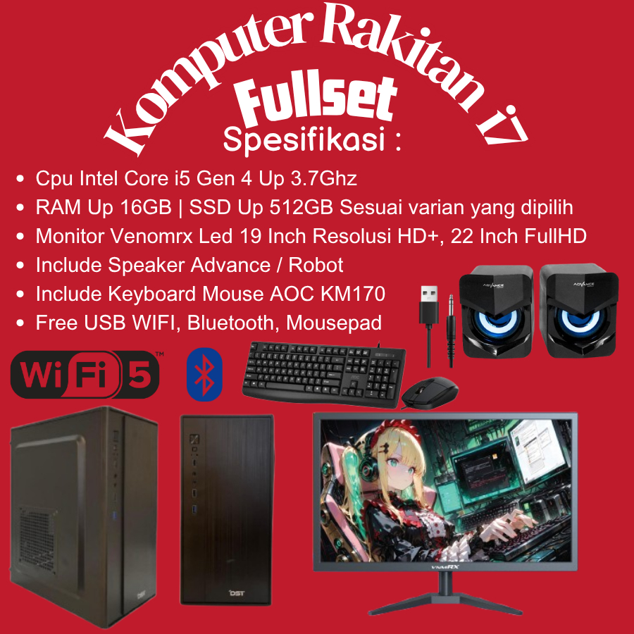 Jual Komputer Desktop Full Set Intel Core i5 Gen4 - RAM 16GB SSD 512GB ...