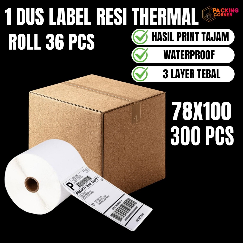 Jual 1DUS 36 PCS - Label Sticker Thermal 78X100 Stiker Kertas Resi ...