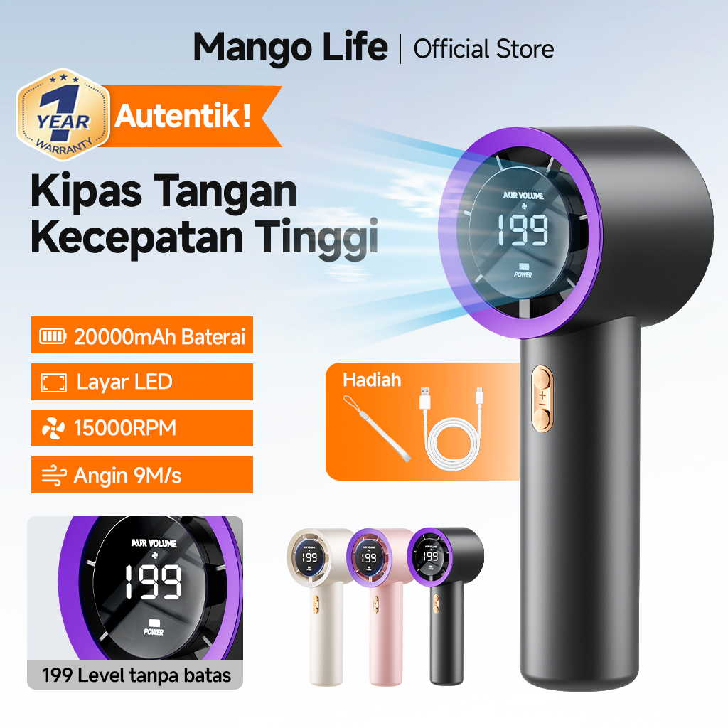 Mini Kipas Angin Protable 100 Level Tampilan Digital Senyap & Portable Untuk Kantor Mahasiswa Bisa Dikunci Di Meja