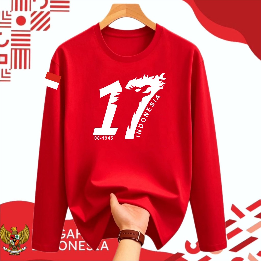 T-Shirt Angka 17 Garuda Hutri Indonesia Agustus Unisex Combed Pe Lembut dan Adem untuk Pria & Wanita