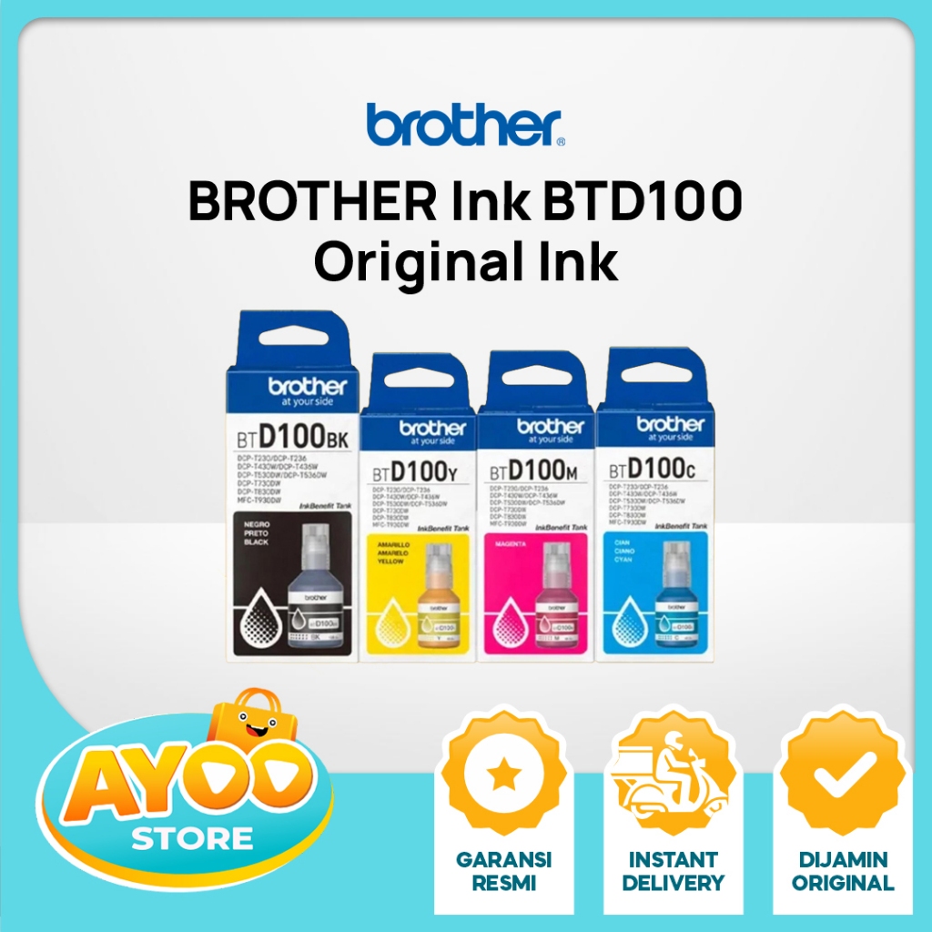 Jual Tinta BROTHER BTD-100 Original Ink BTD-100BK BTD-100C BTD-100M BTD ...