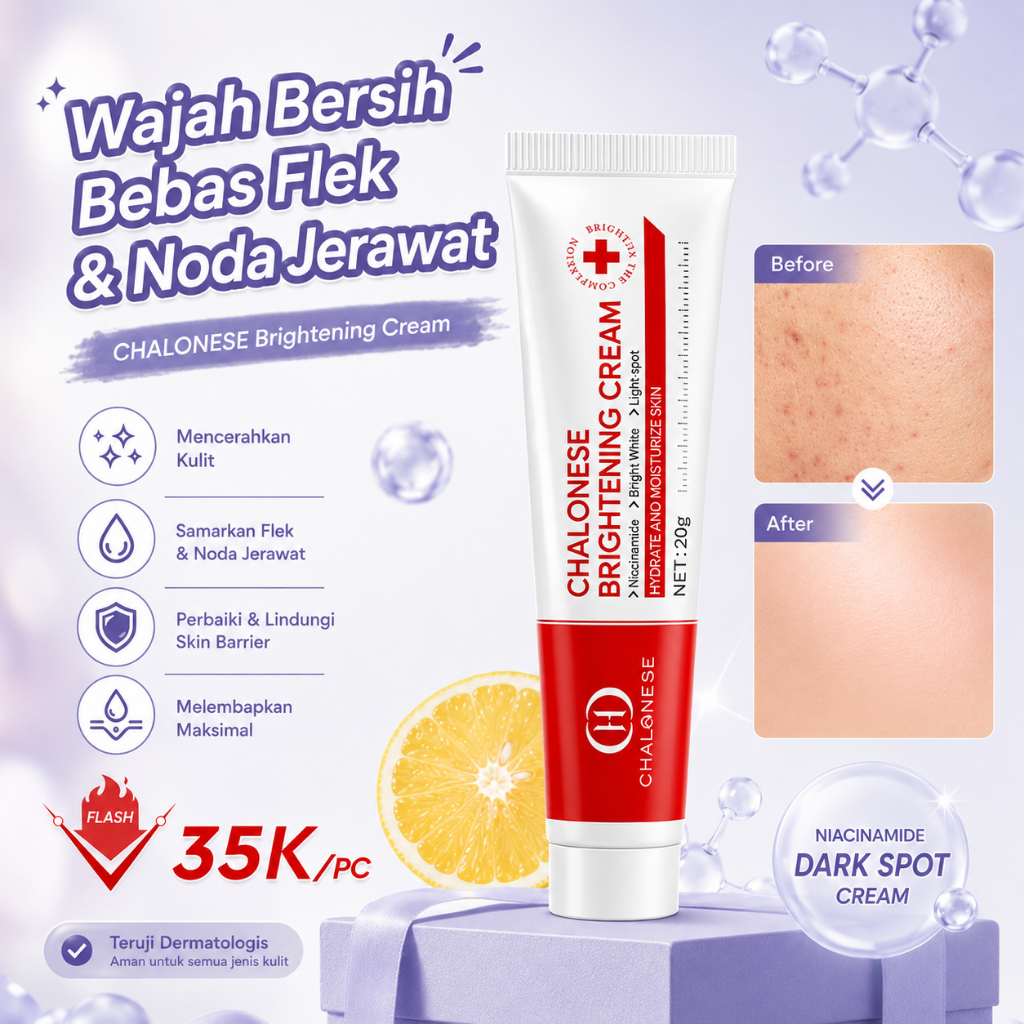 [CHALONESE] Promo 3Pcs Brightening And Whitening Cream 20gr Membantu Memudarkan Bintik Hitam di Wajah Membantu Memudarkan Flek diwajah