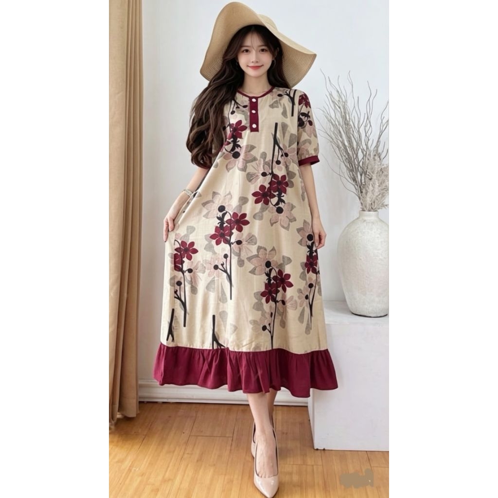 Daster WANGKI KOMBINASI bumil busui motif bunga