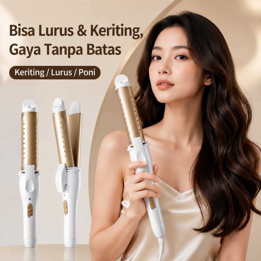 Jual Tongkat rambut keriting 2in 1 Catok Lurus Keriting Hair ...
