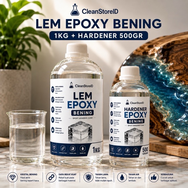 Jual Epoxy Bening 1Kg + Hardener 500Gr - Epoxy Bening Clear Crystal UV ...
