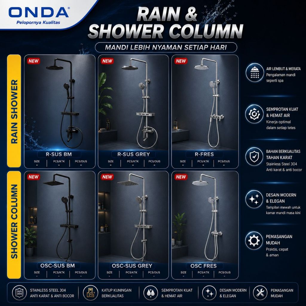 Jual SHOWER COLOUMN SET ONDA R-FRES / SHOWER TIANG PANAS DINGIN ONDA ...