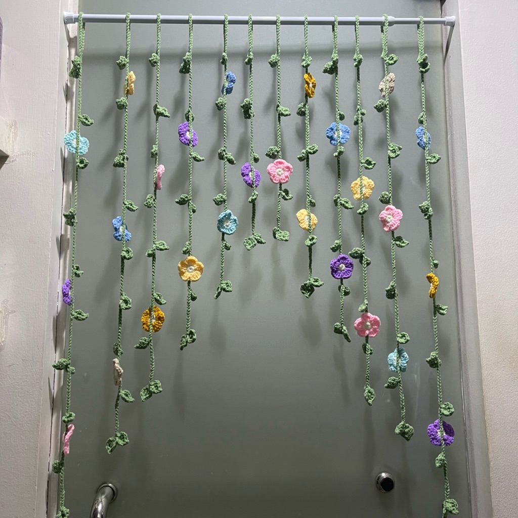 Jual Tirai Rajut Bunga Handmade Pastel Hiasan Pintu Dinding Rumah Kamar ...
